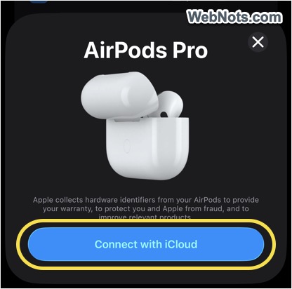 Reconnect AirPod with iCloud
