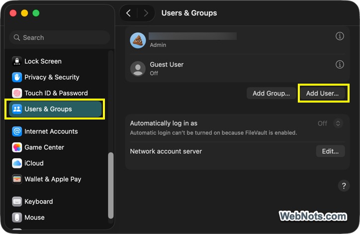 Add User on Mac