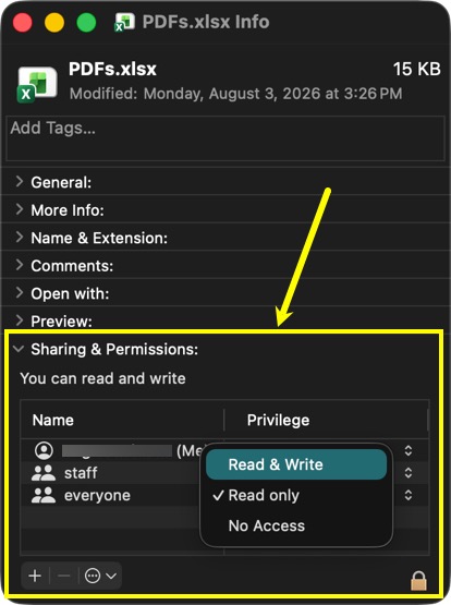Check File Permission on Mac