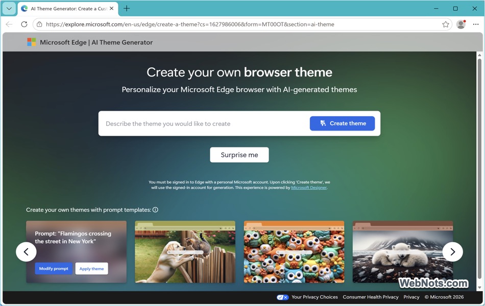 Create AI Theme in Edge