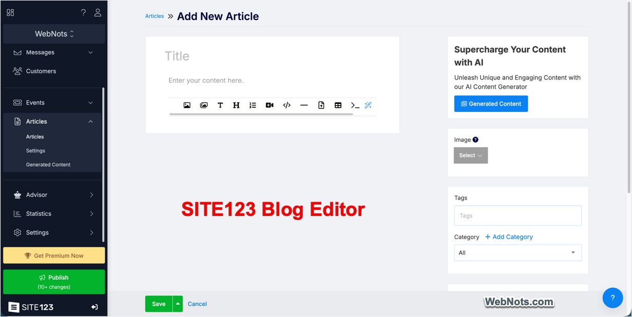 Create Blog Post in SITE123