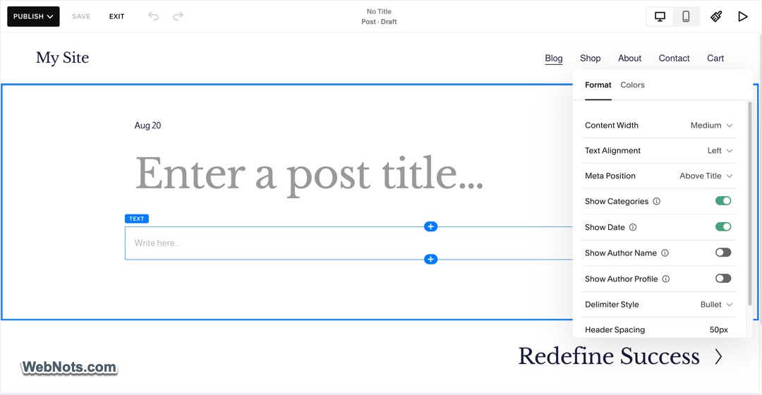 Create Blog Post in Squarespace