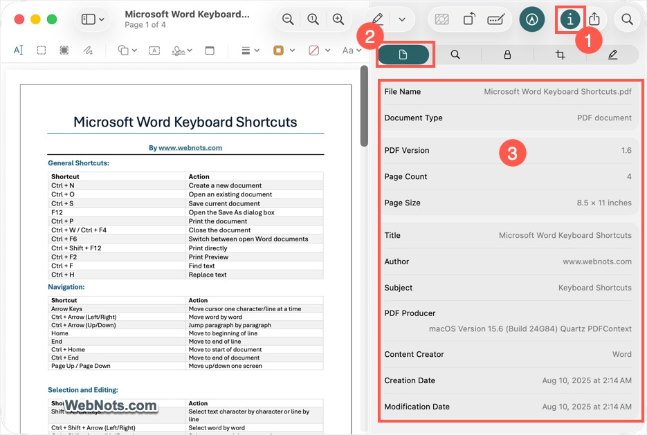 Document Inspector in Preview App