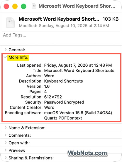 Get Info for PDF File