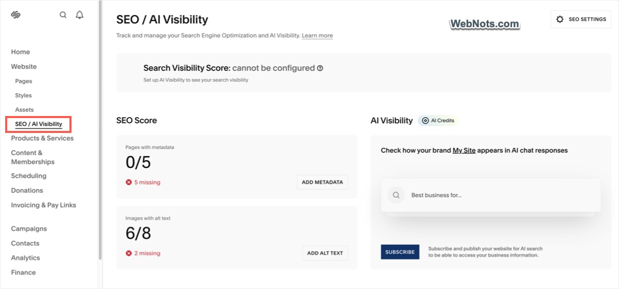 Squarespace SEO Dashboard