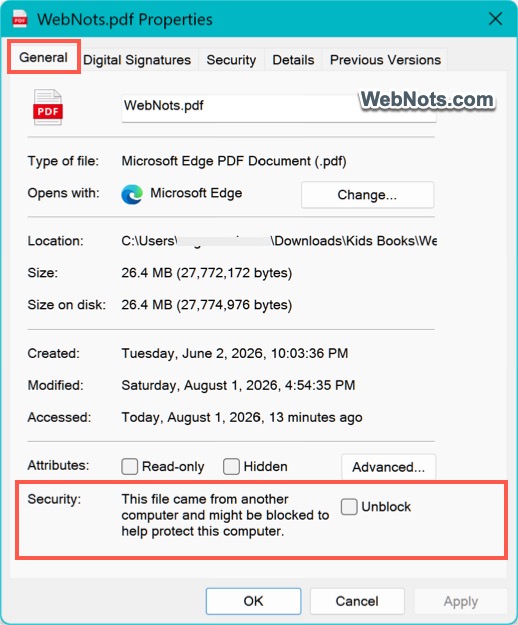 Unblock File in Properties