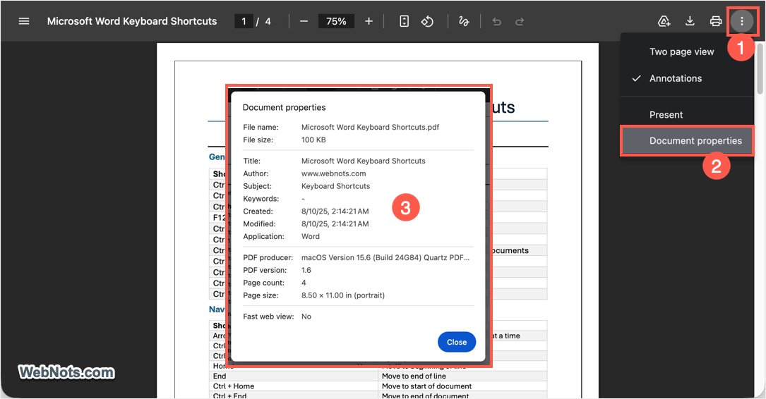 View PDF Document Properties in Chrome
