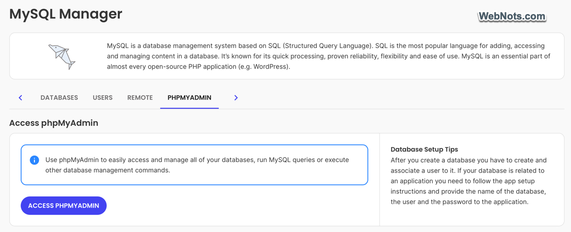Access phpMyAdmin in SiteGround