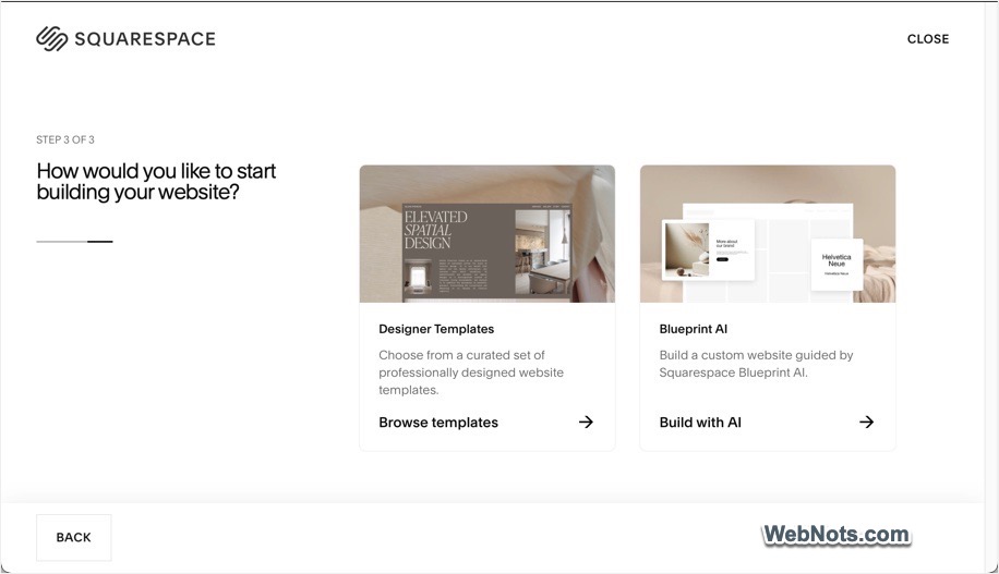 Choose Template or Build with AI