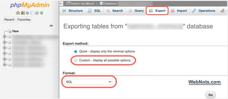 Customize Export Parameters