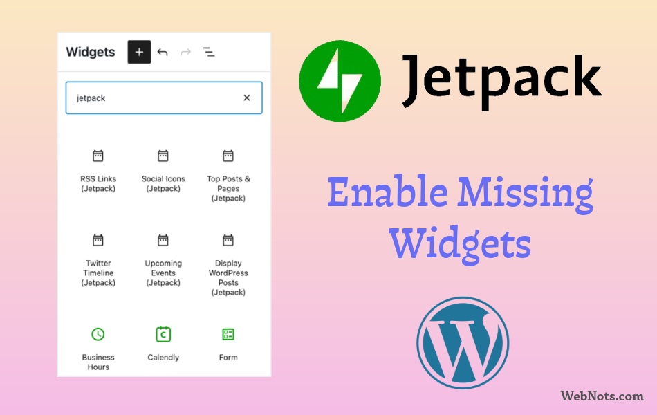 Enable Jetpack Missing Widgets in WordPress Site