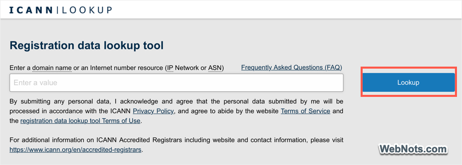 ICANN Domain Data Lookup Tool