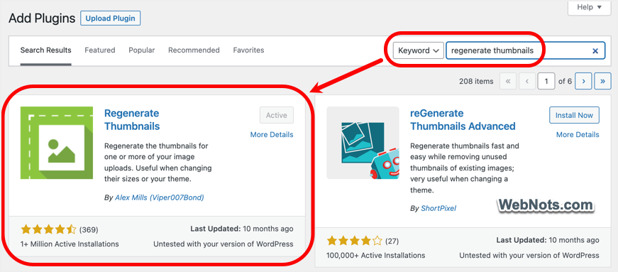 Install Regenerate Thumbnails Plugin