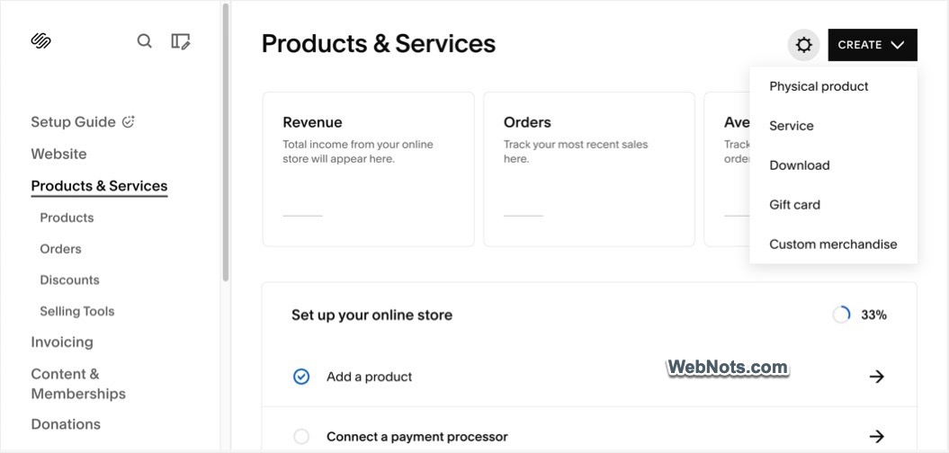 Products and Services Section