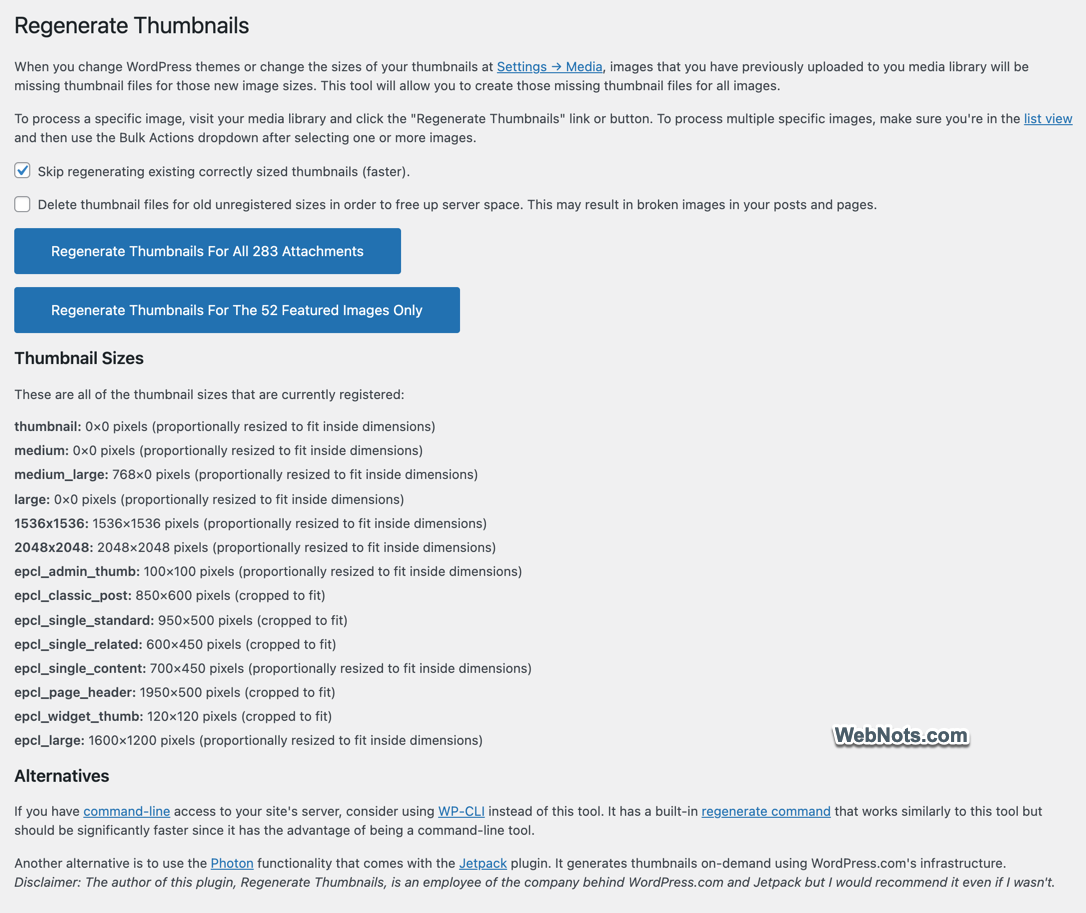 Regenerate Thumbnails in WordPress