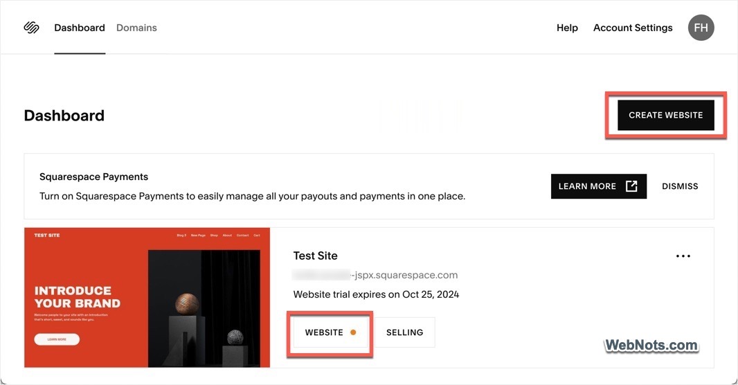 Squarespace Dashboard