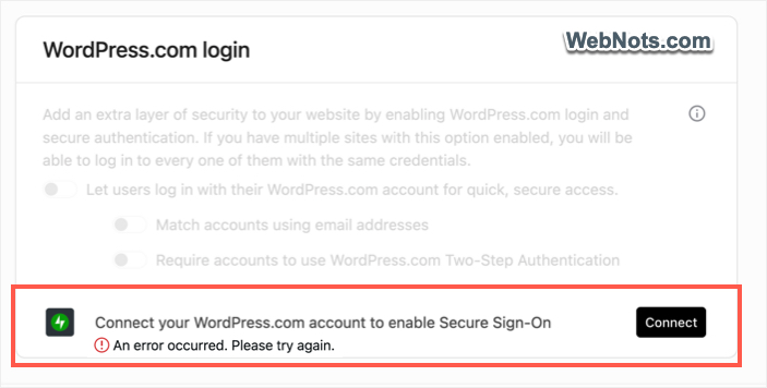 WordPress.com Connection Error