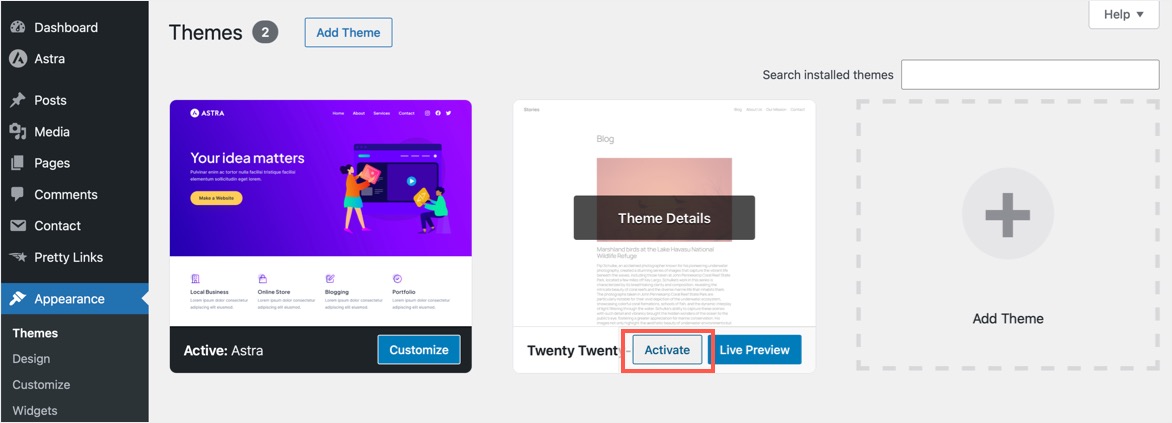 Change to Default Theme