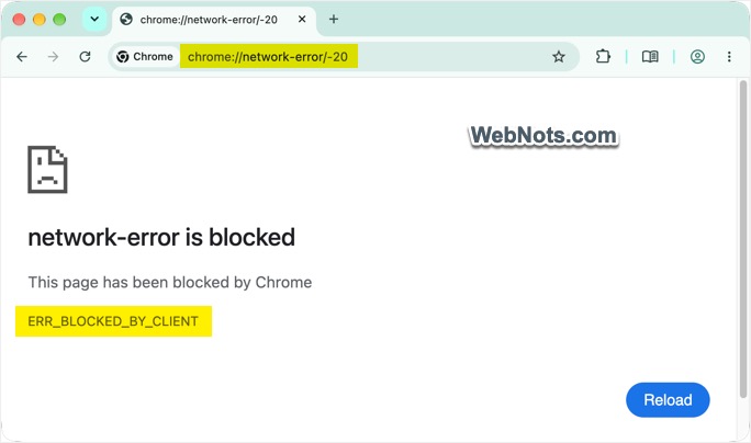 Simulated Blocked By Client Error in Chrome